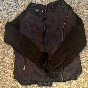 Free People Cotton/Vegan leather trim jacket.